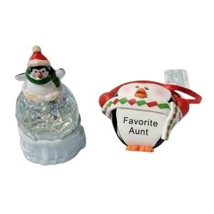🐧Jingle Buddies Favorite Aunt Penguin Ornament Lot Vintage Retro Xmas Decor Set